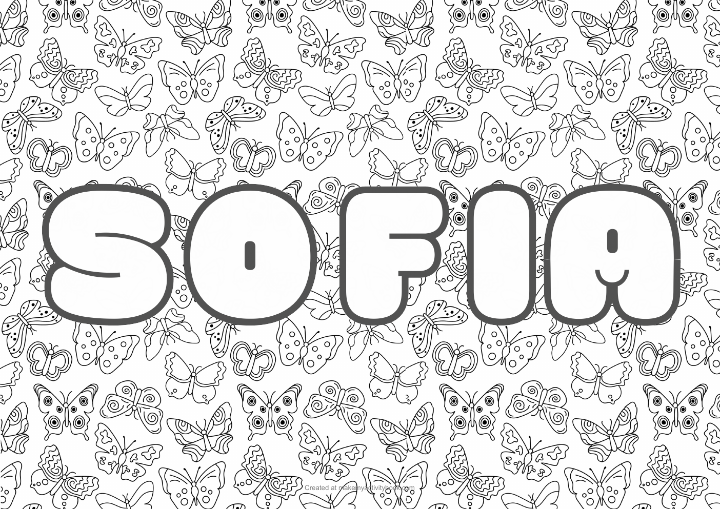 Sofia butterflies colouring sheet