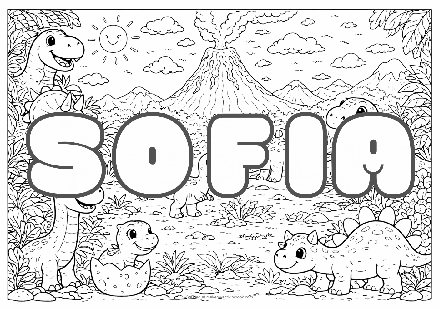Sofia dinosaur colouring sheet