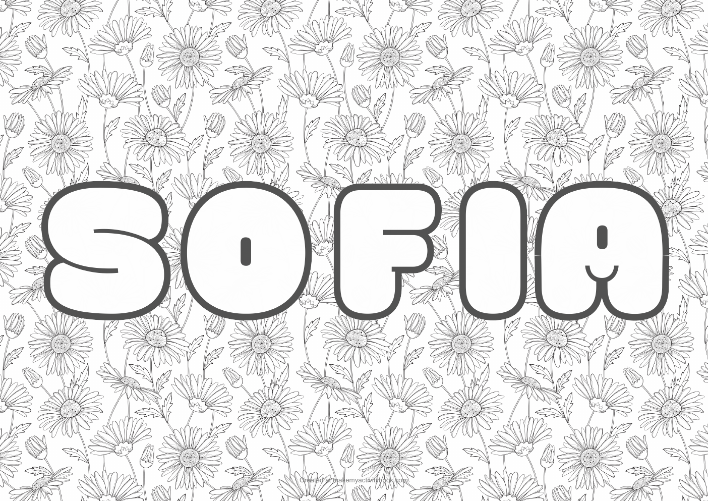 Sofia flowers colouring sheet