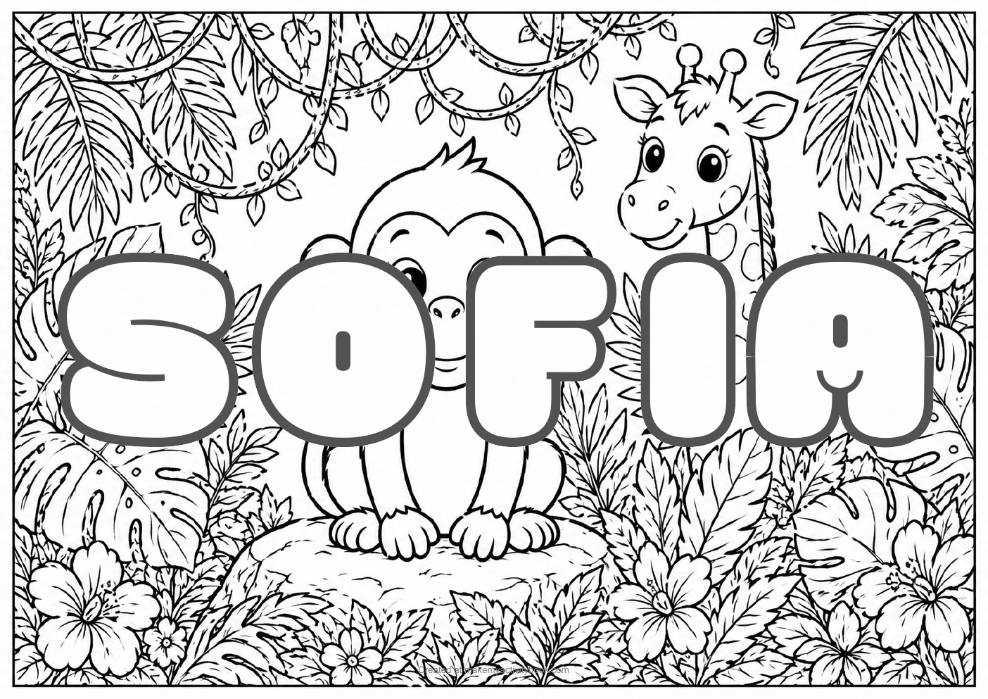 Sofia jungle colouring sheet