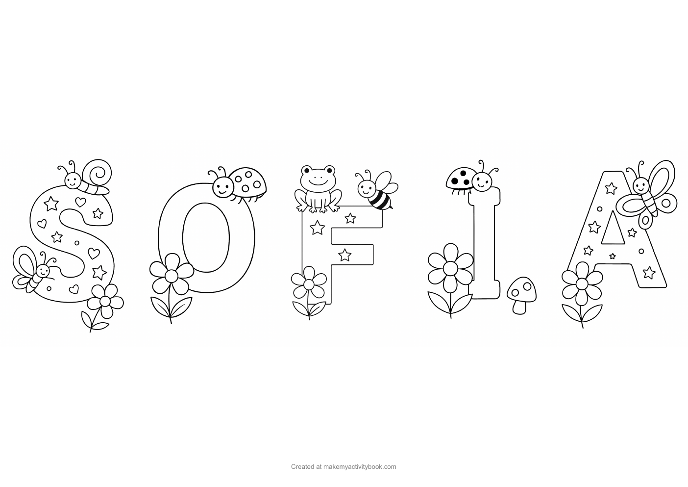 Sofia letters colouring sheet