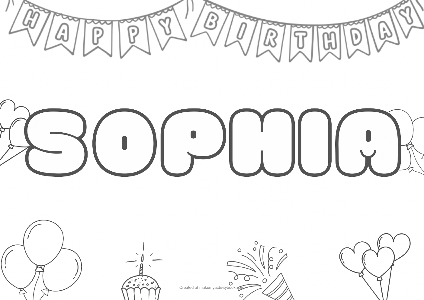 Sophia birthday colouring sheet