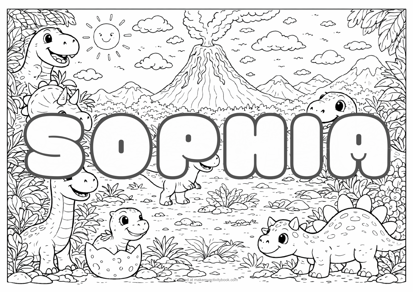 Sophia dinosaur colouring sheet