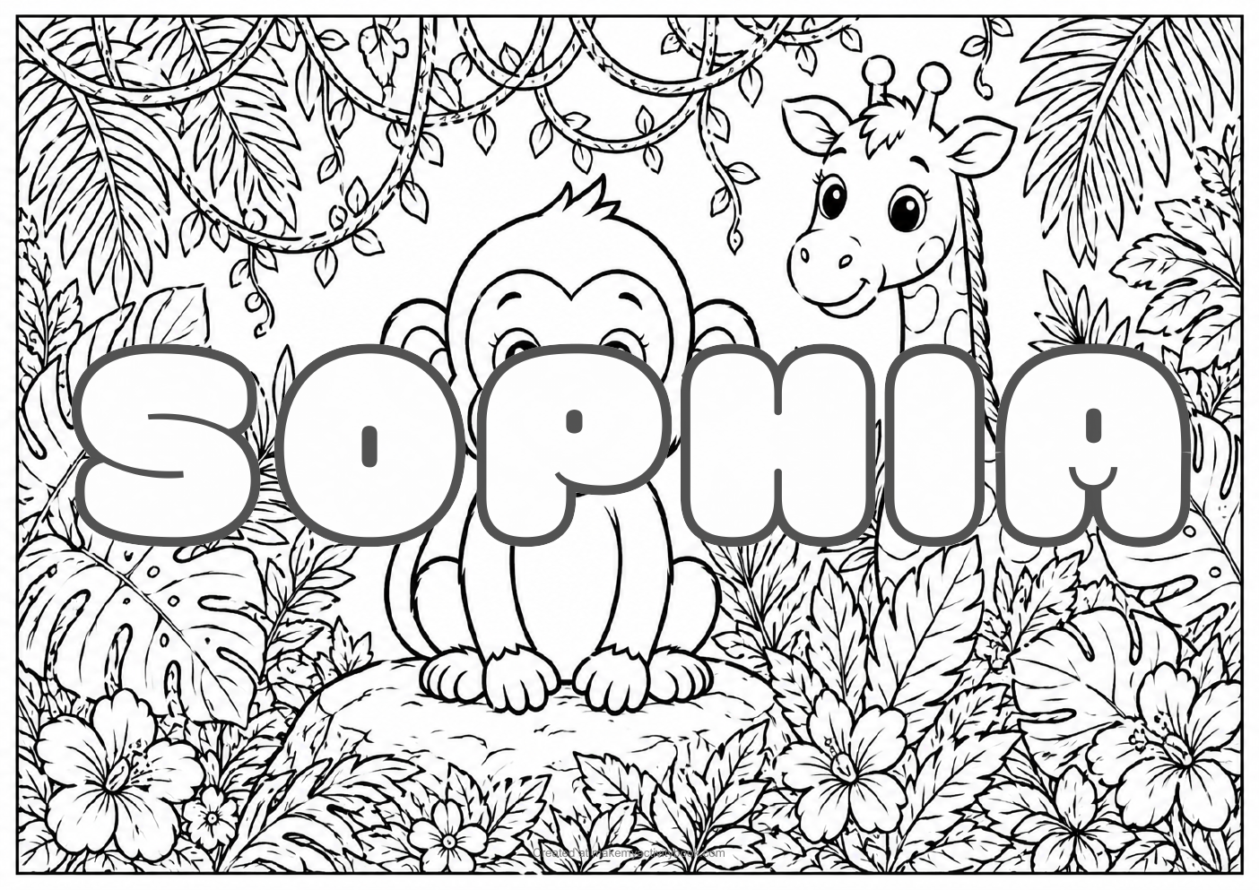 Sophia jungle colouring sheet
