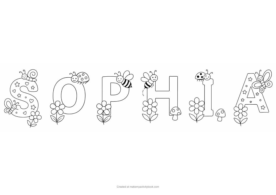 Sophia Flowers letters colouring sheet