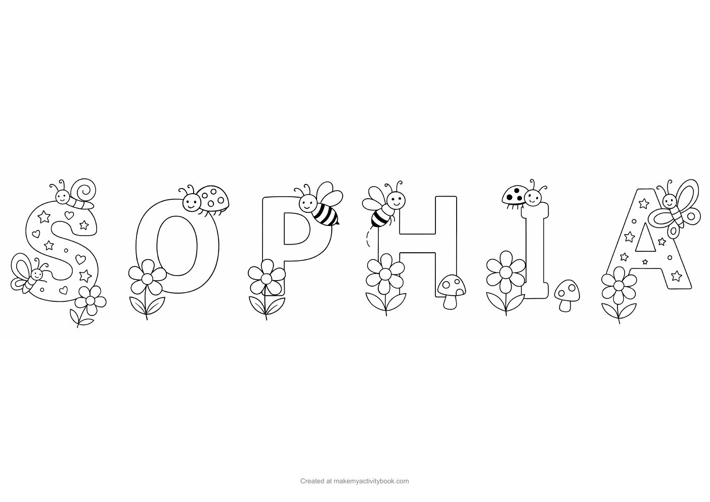 Sophia letters colouring sheet