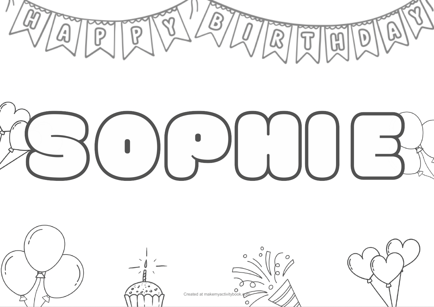 Sophie birthday colouring sheet