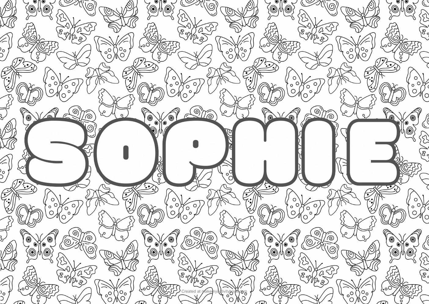 Sophie butterflies colouring sheet