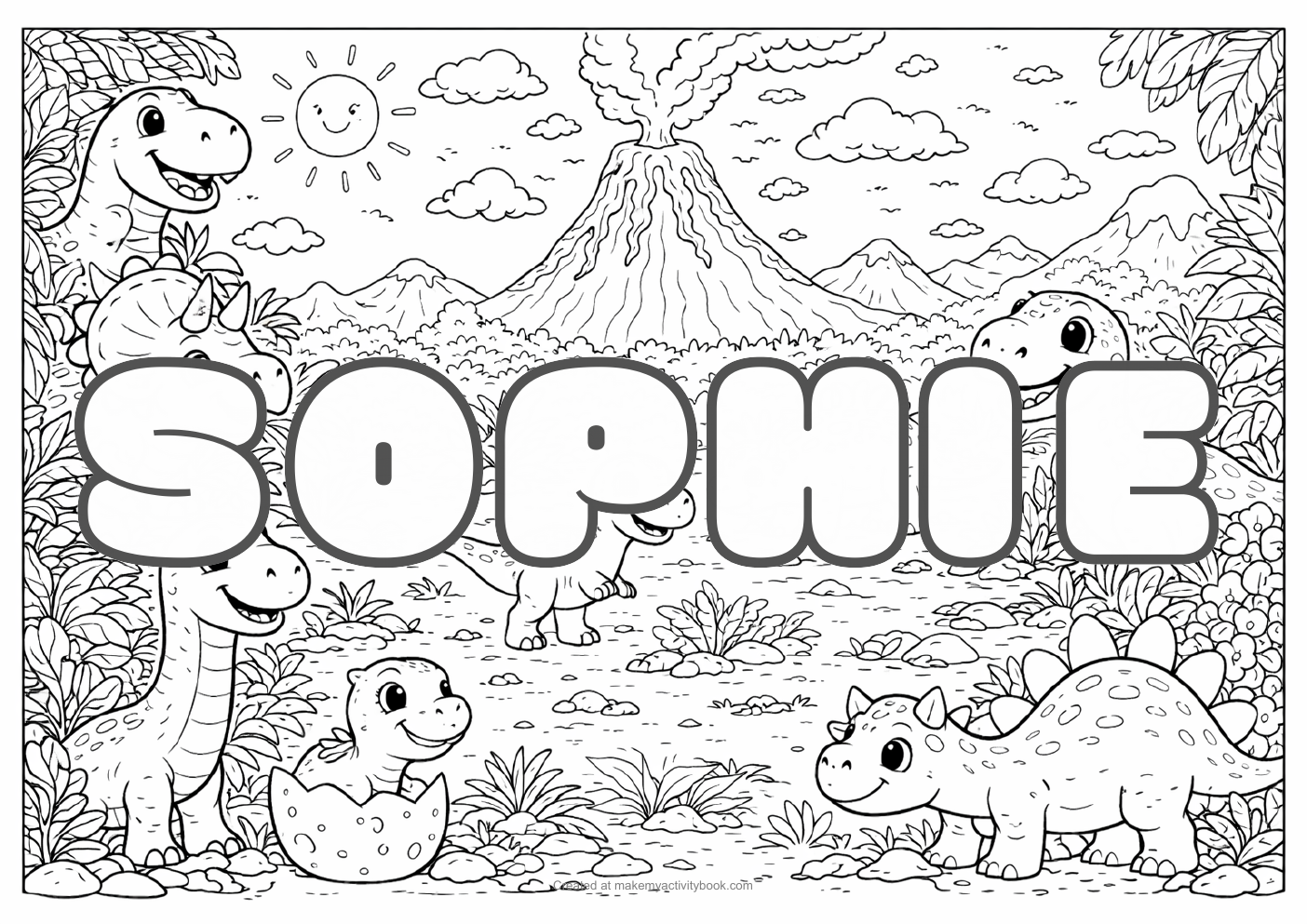 Sophie dinosaur colouring sheet