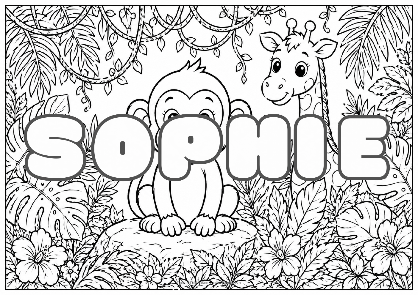 Sophie jungle colouring sheet