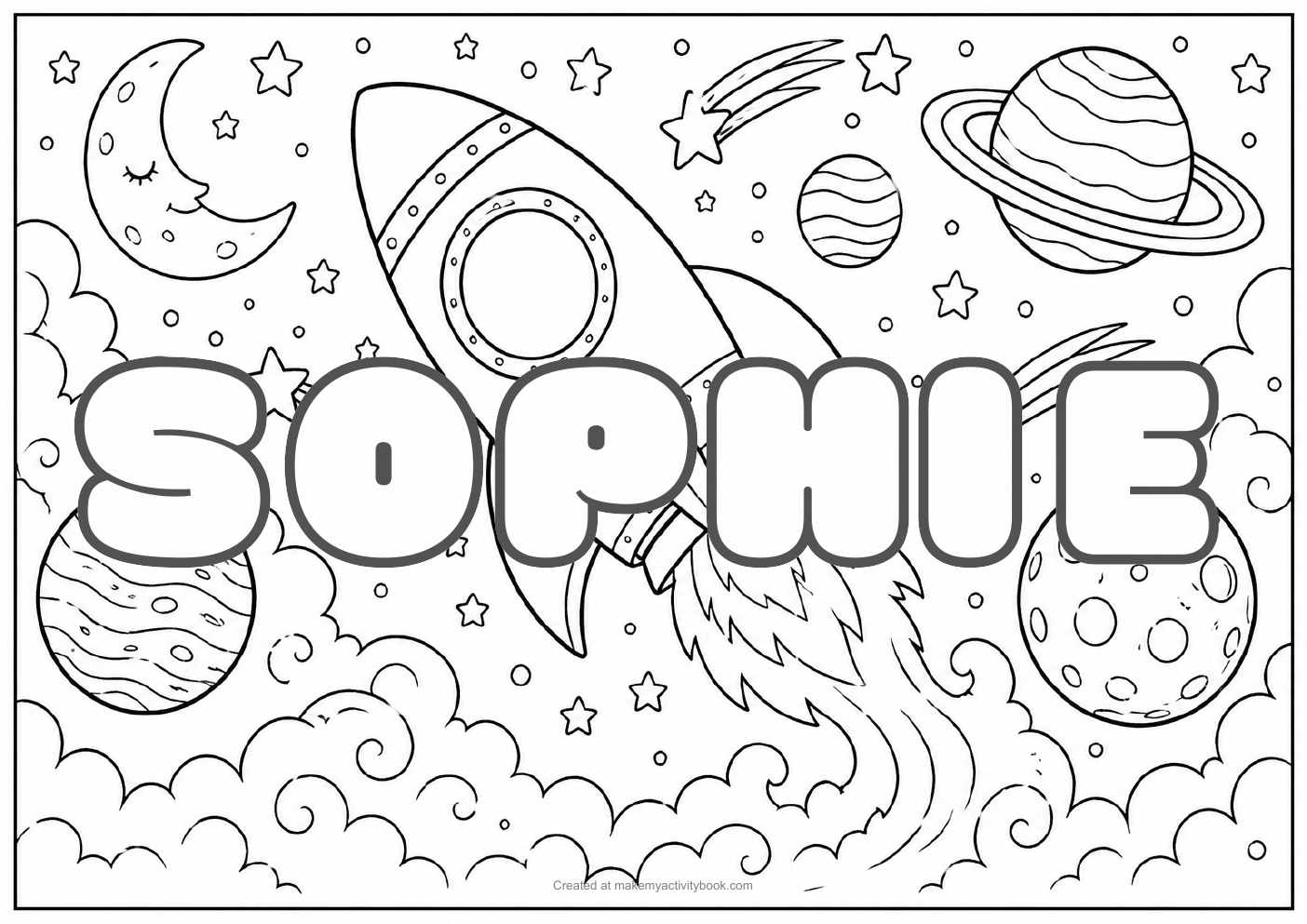 Sophie space colouring sheet