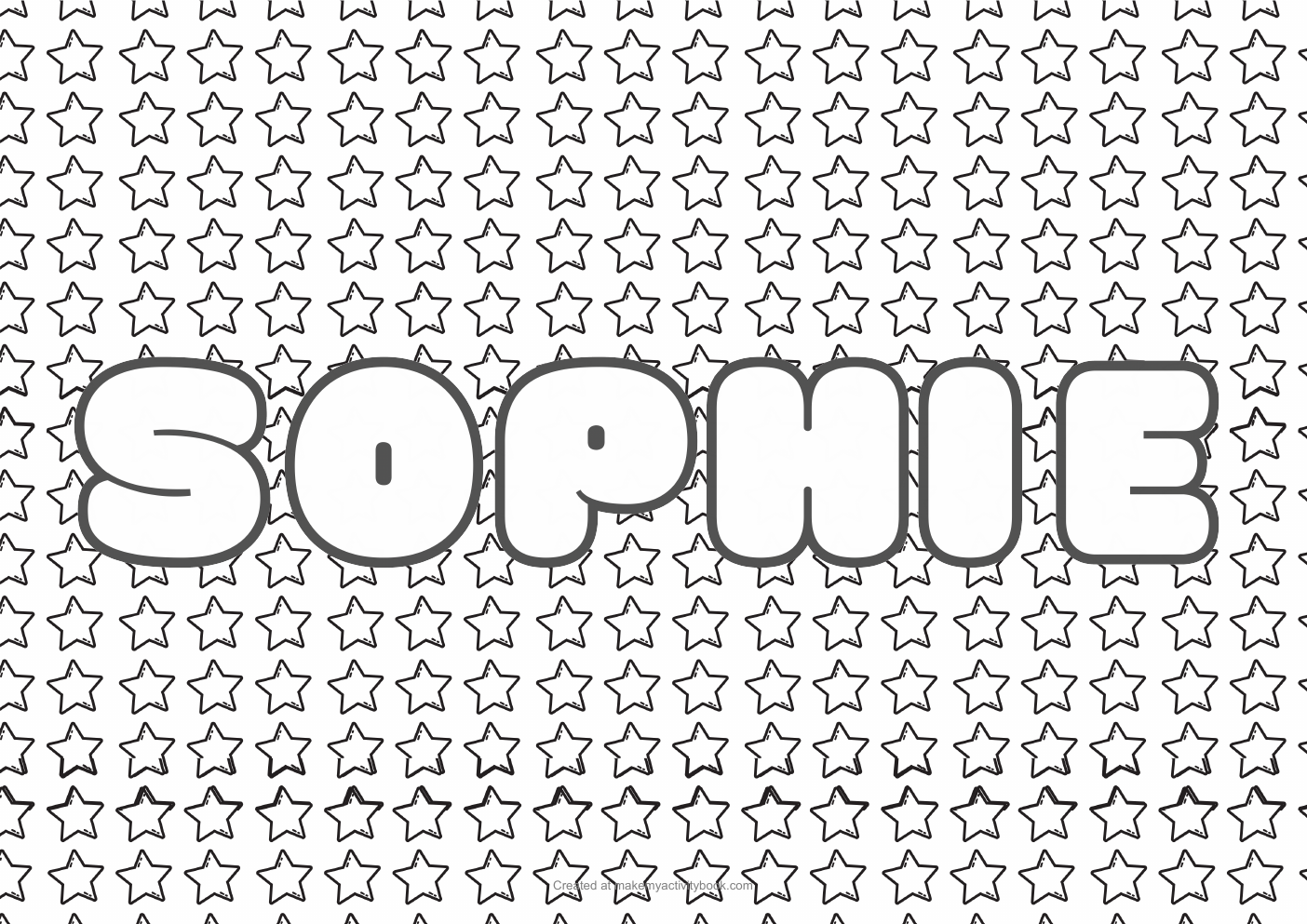Sophie Bubble letters — Stars border colouring sheet