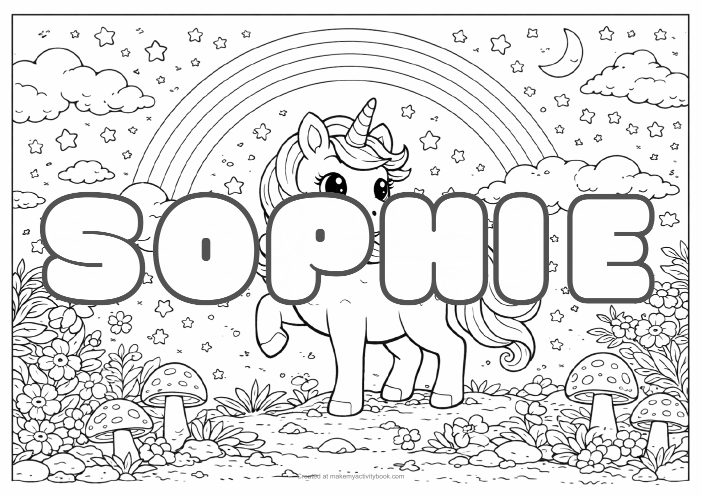 Sophie unicorn colouring sheet