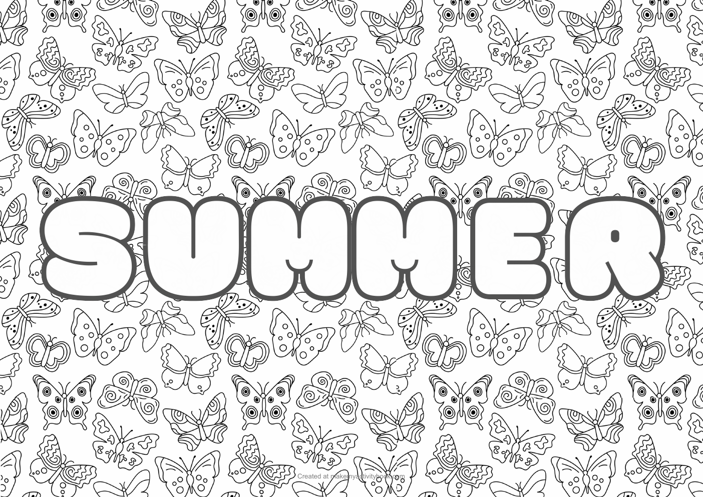 Summer butterflies colouring sheet