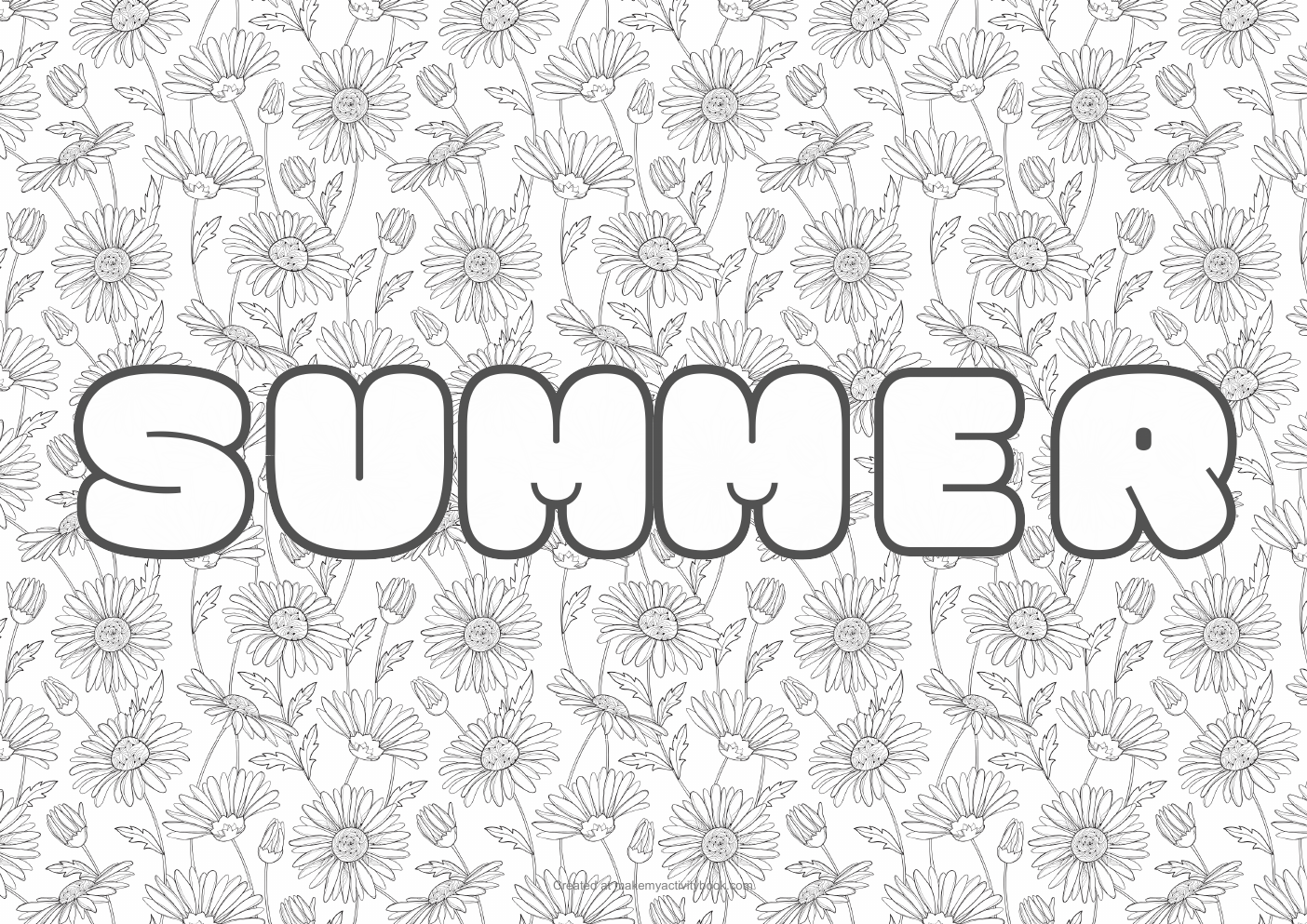 Summer flowers colouring sheet