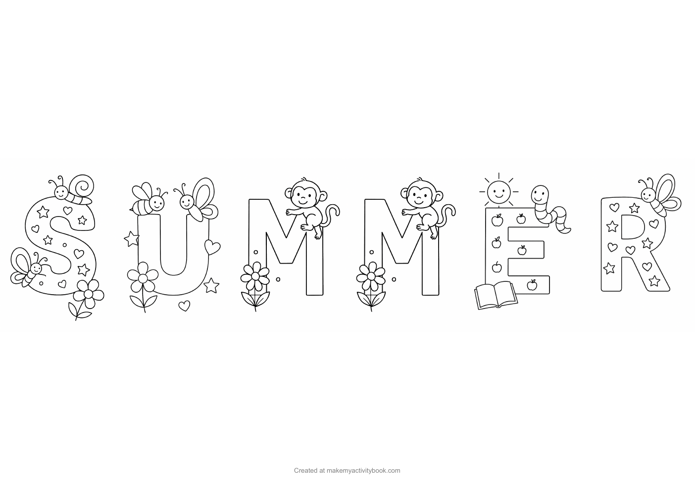 Summer letters colouring sheet