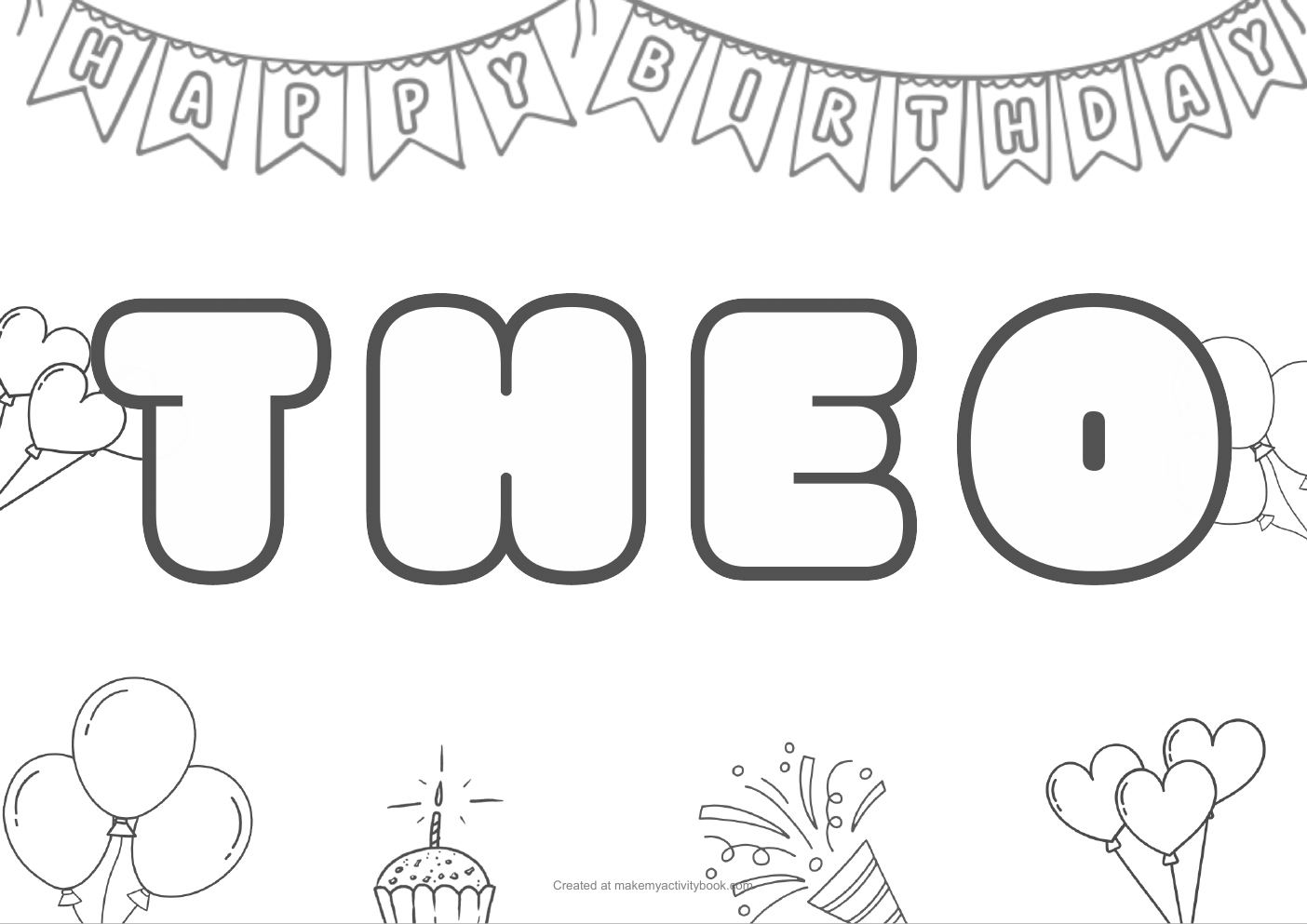 Theo birthday colouring sheet