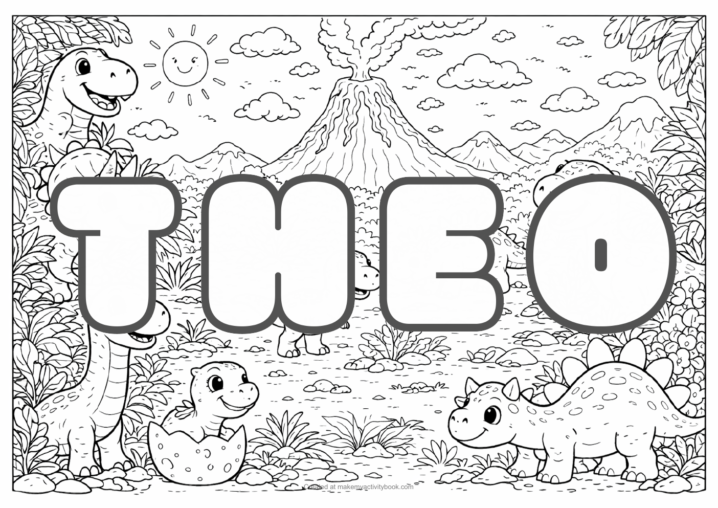 Theo dinosaur colouring sheet