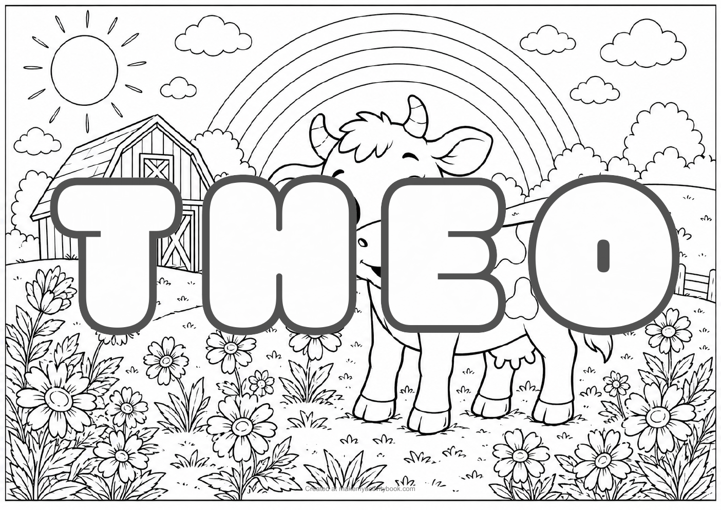 Theo farm colouring sheet