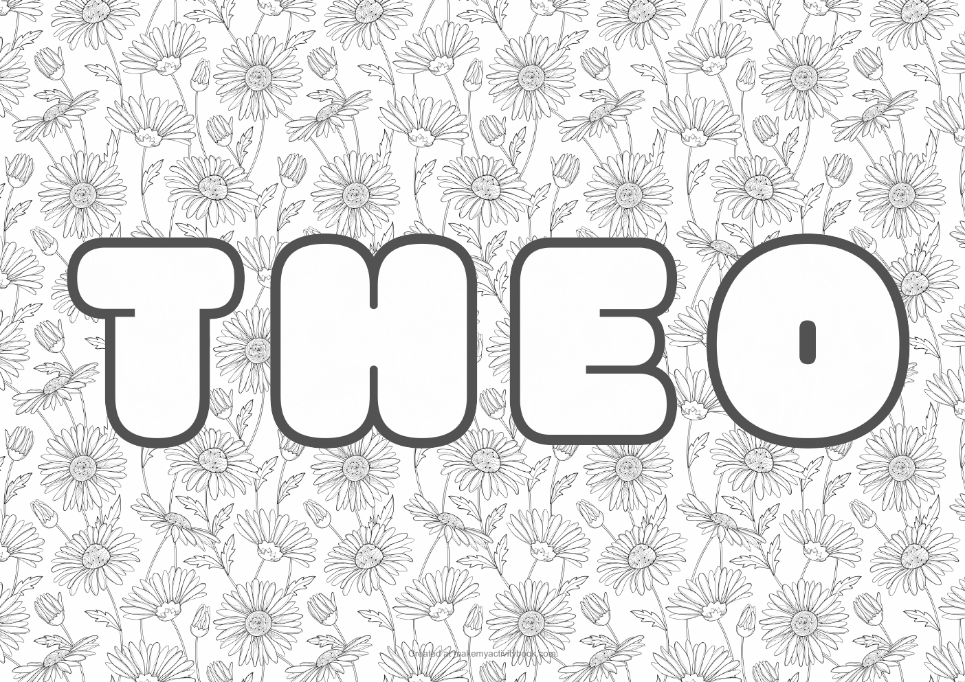 Theo flowers colouring sheet