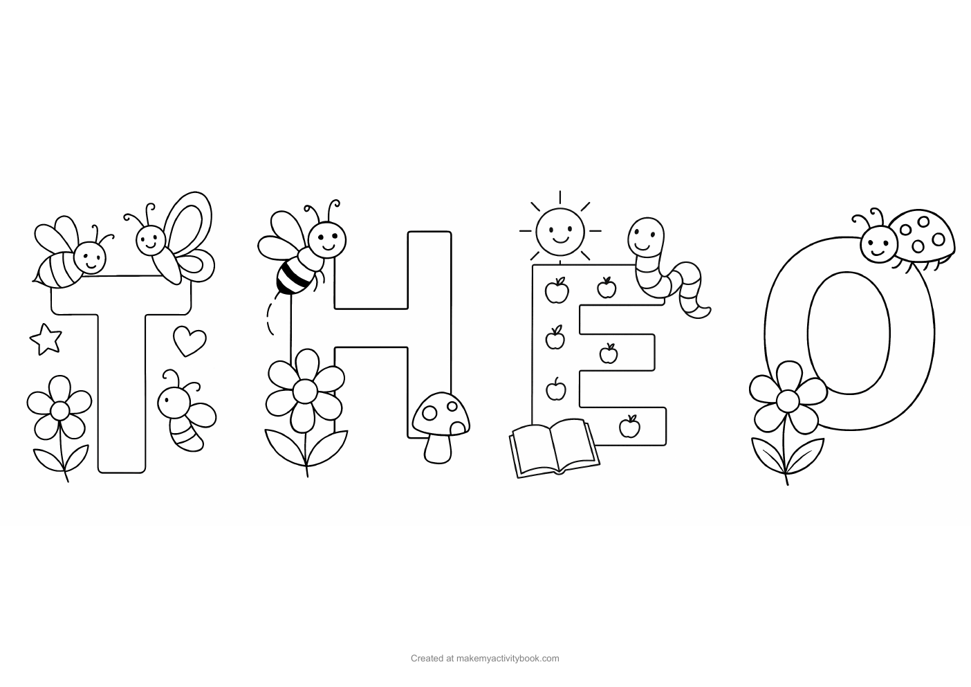 Theo letters colouring sheet