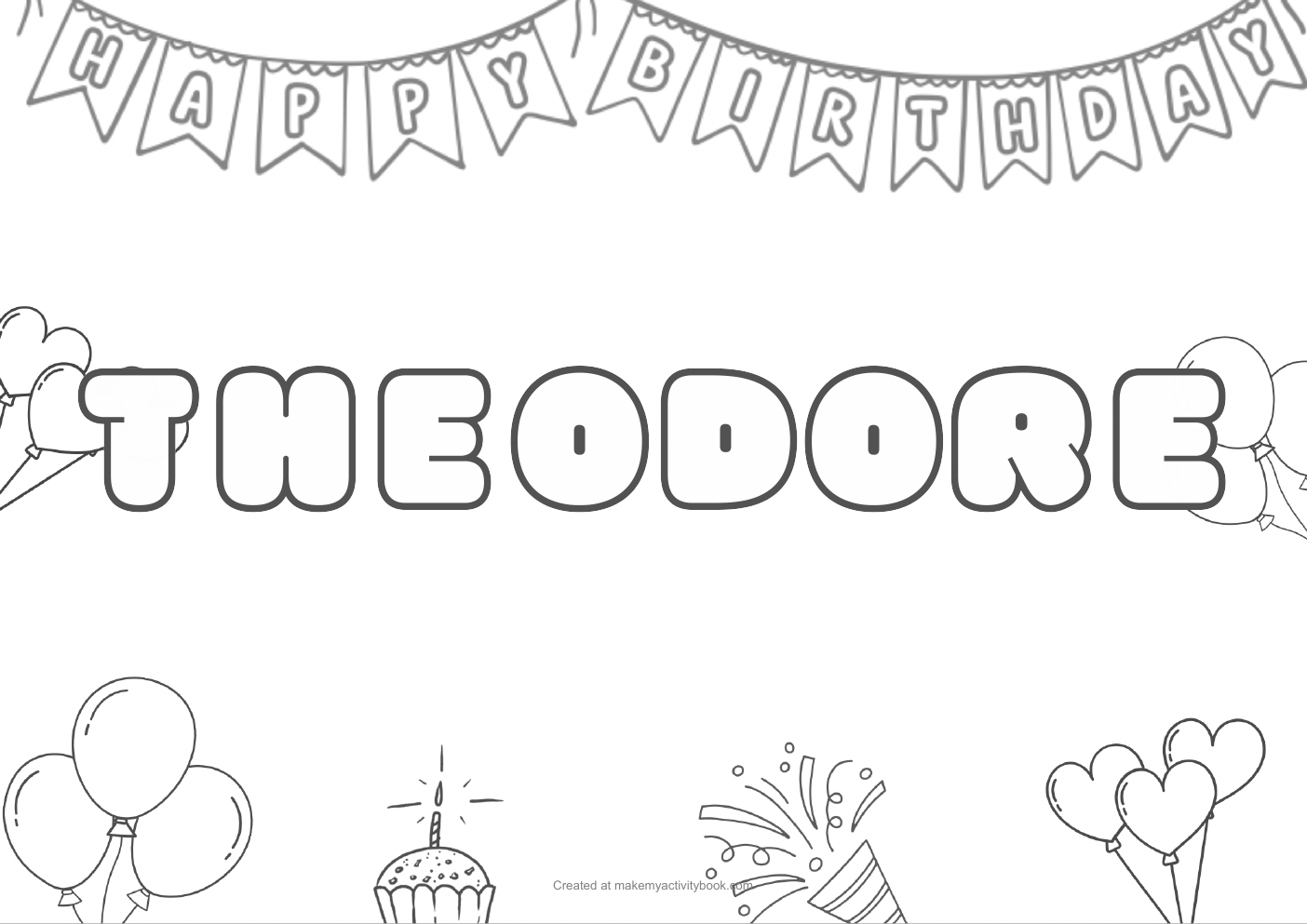 Theodore birthday colouring sheet