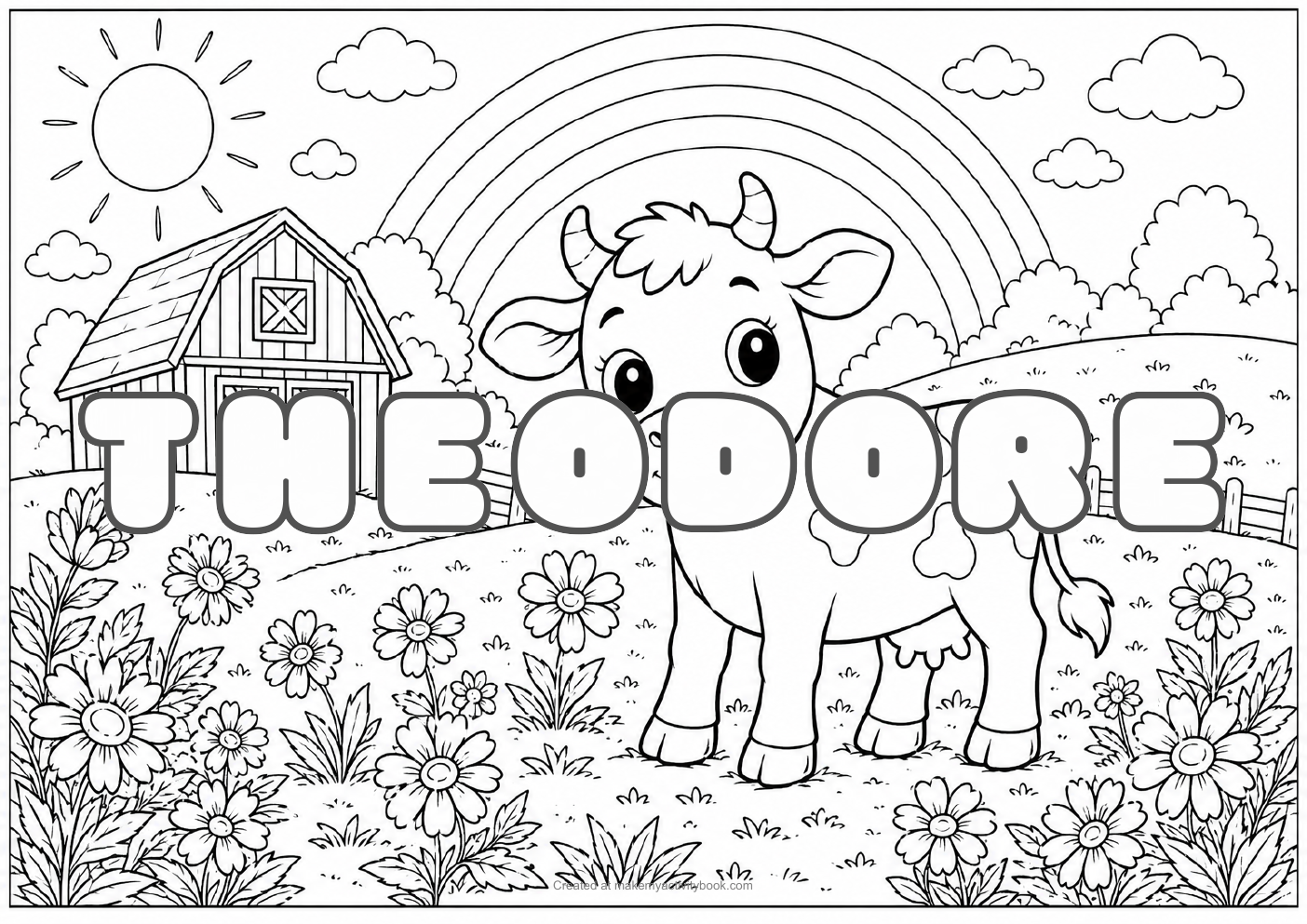 Theodore farm colouring sheet