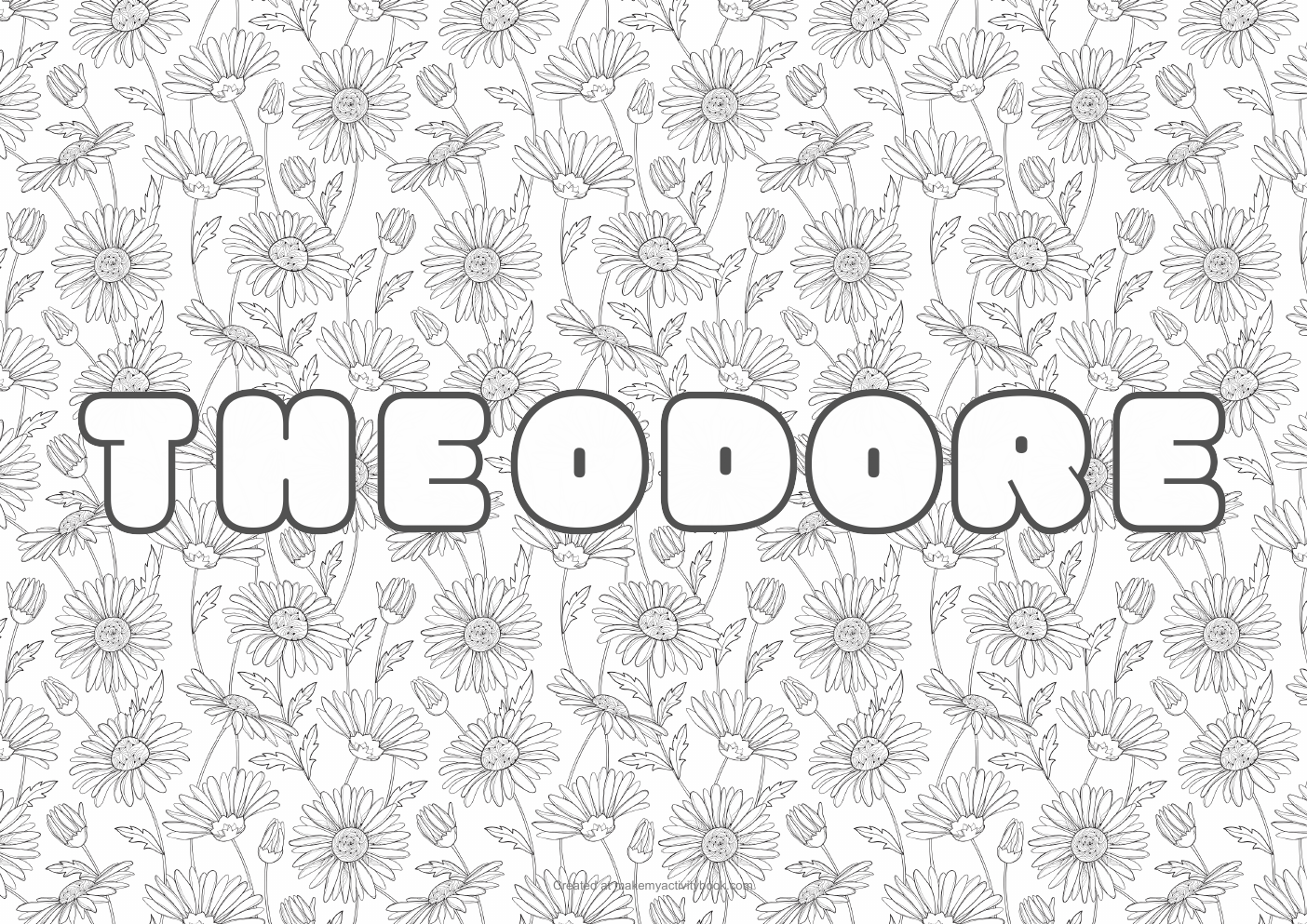 Theodore flowers colouring sheet