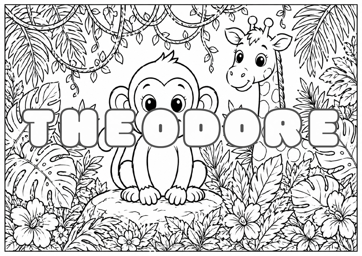Theodore jungle colouring sheet