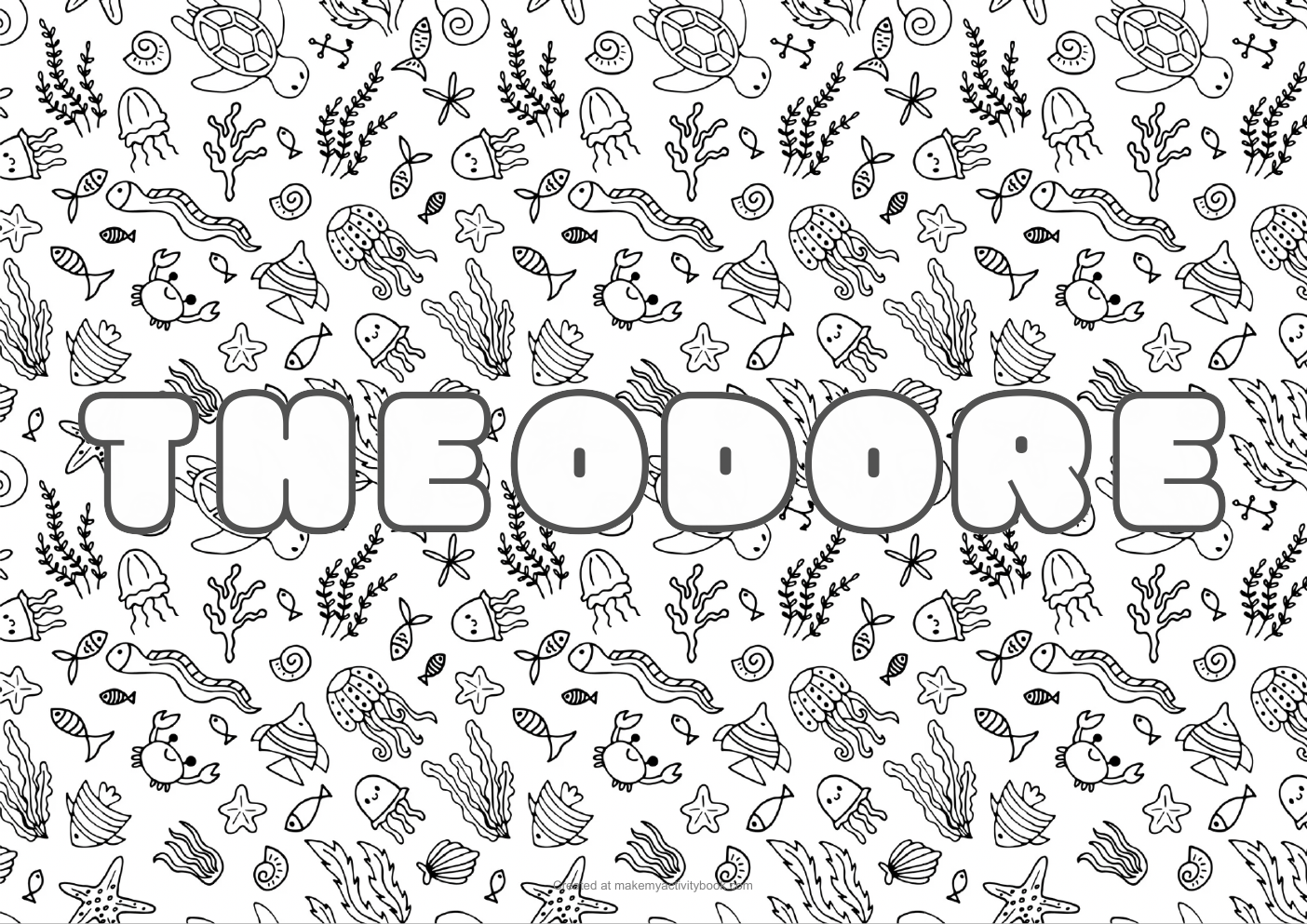 Theodore sea colouring sheet