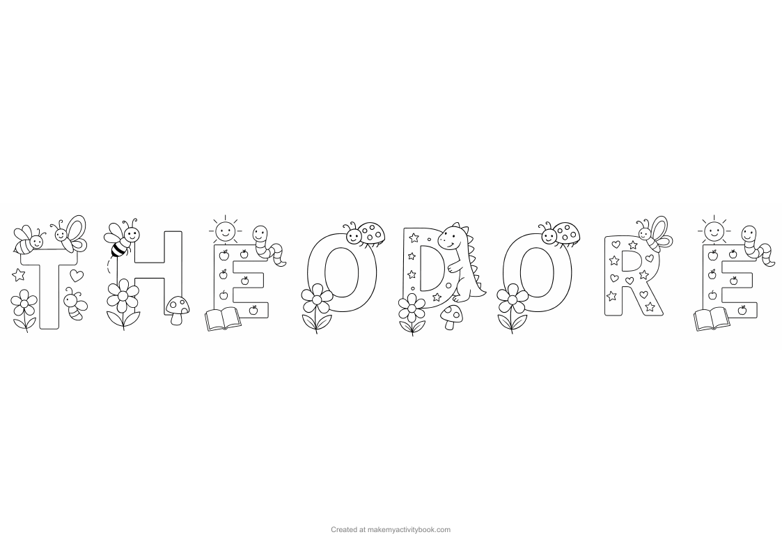 Theodore Flowers letters colouring sheet