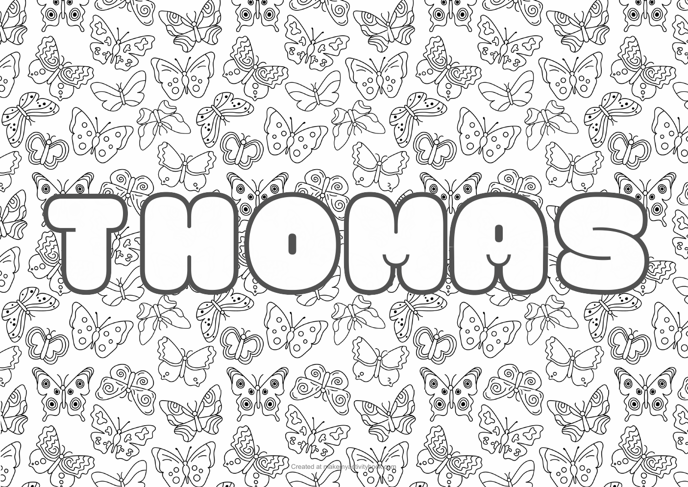 Thomas butterflies colouring sheet