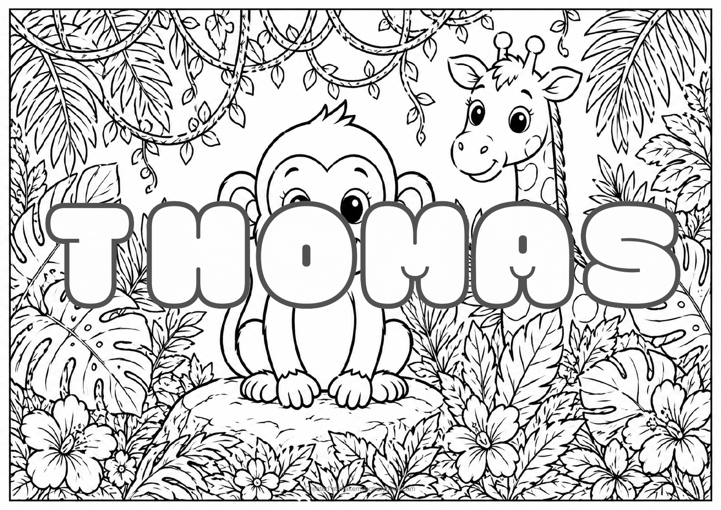 Thomas jungle colouring sheet