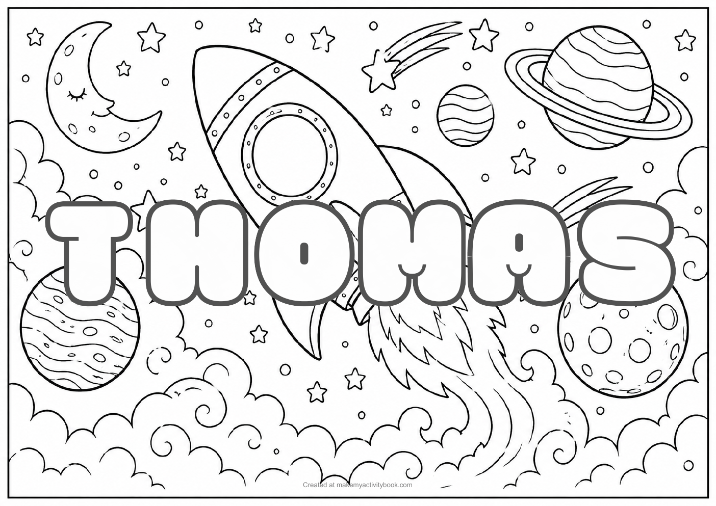 Thomas space colouring sheet