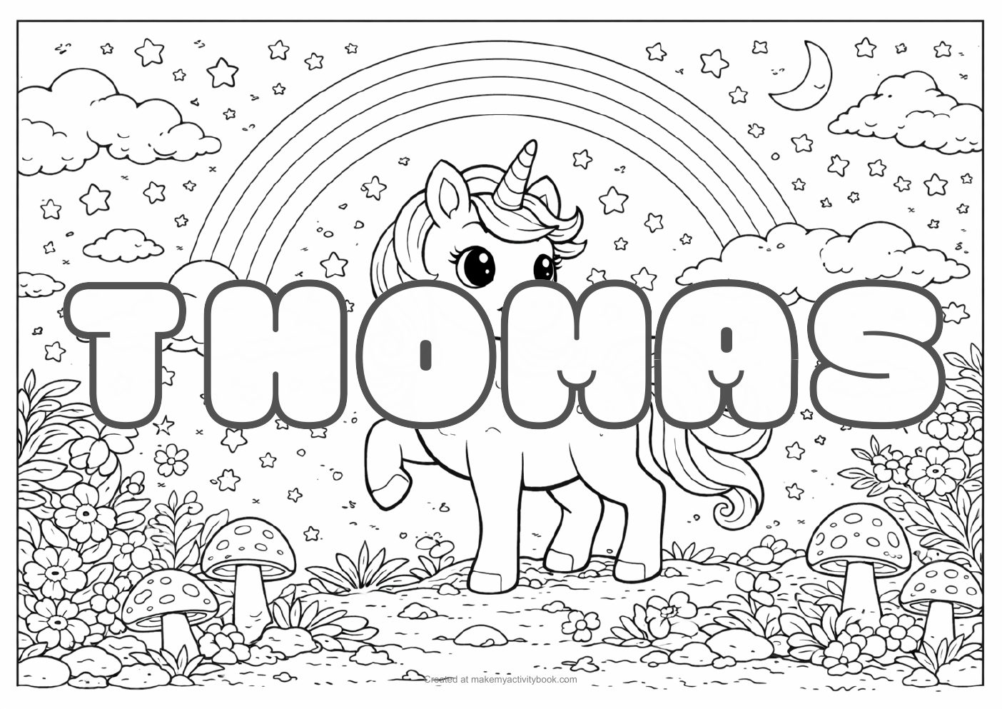 Thomas unicorn colouring sheet