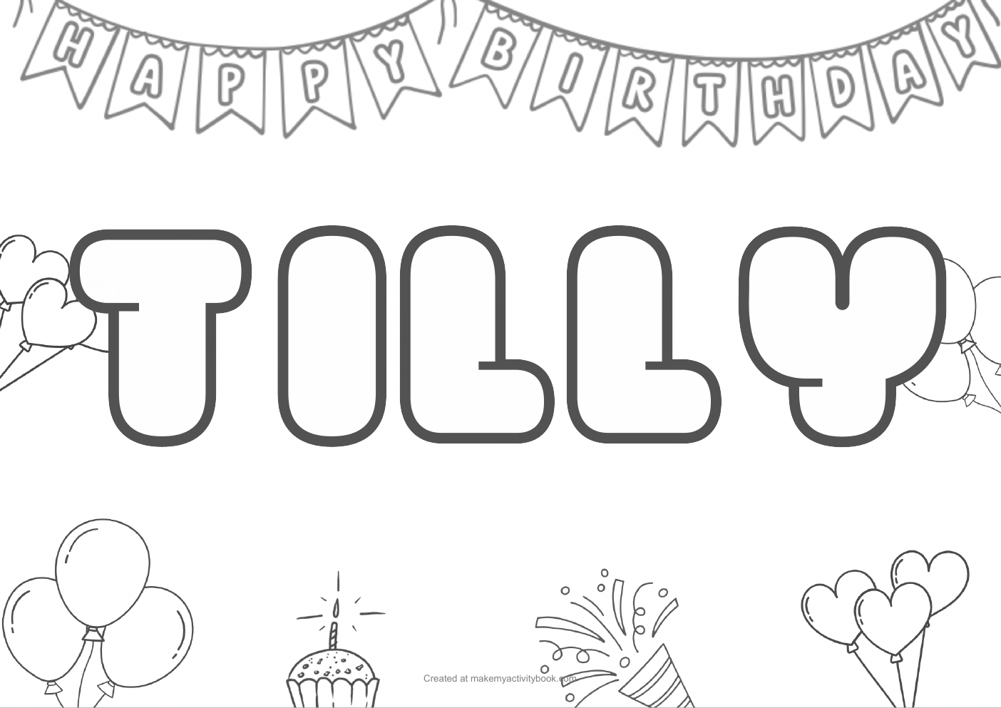 Tilly birthday colouring sheet