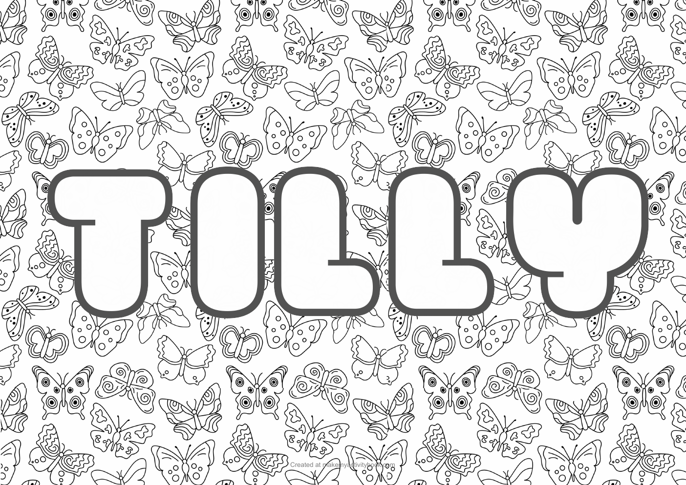 Tilly butterflies colouring sheet