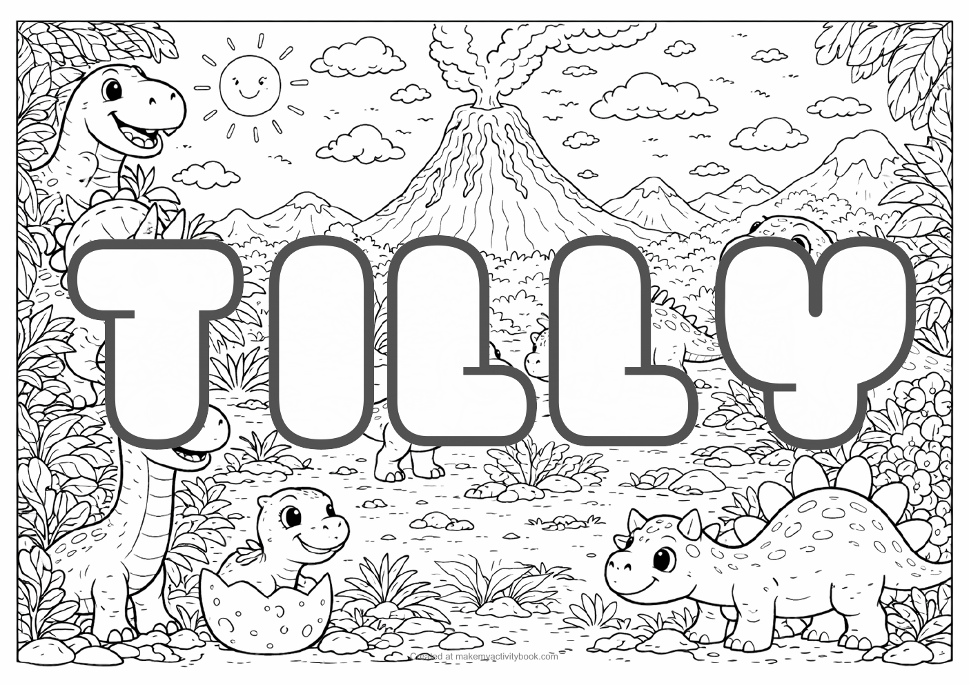 Tilly dinosaur colouring sheet