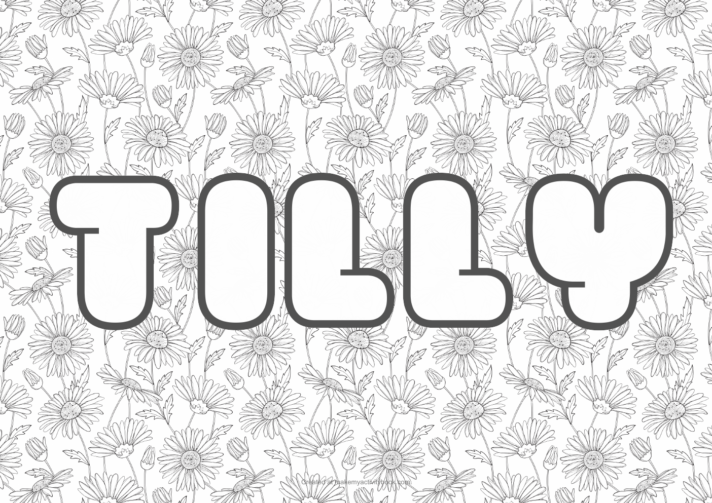 Tilly flowers colouring sheet