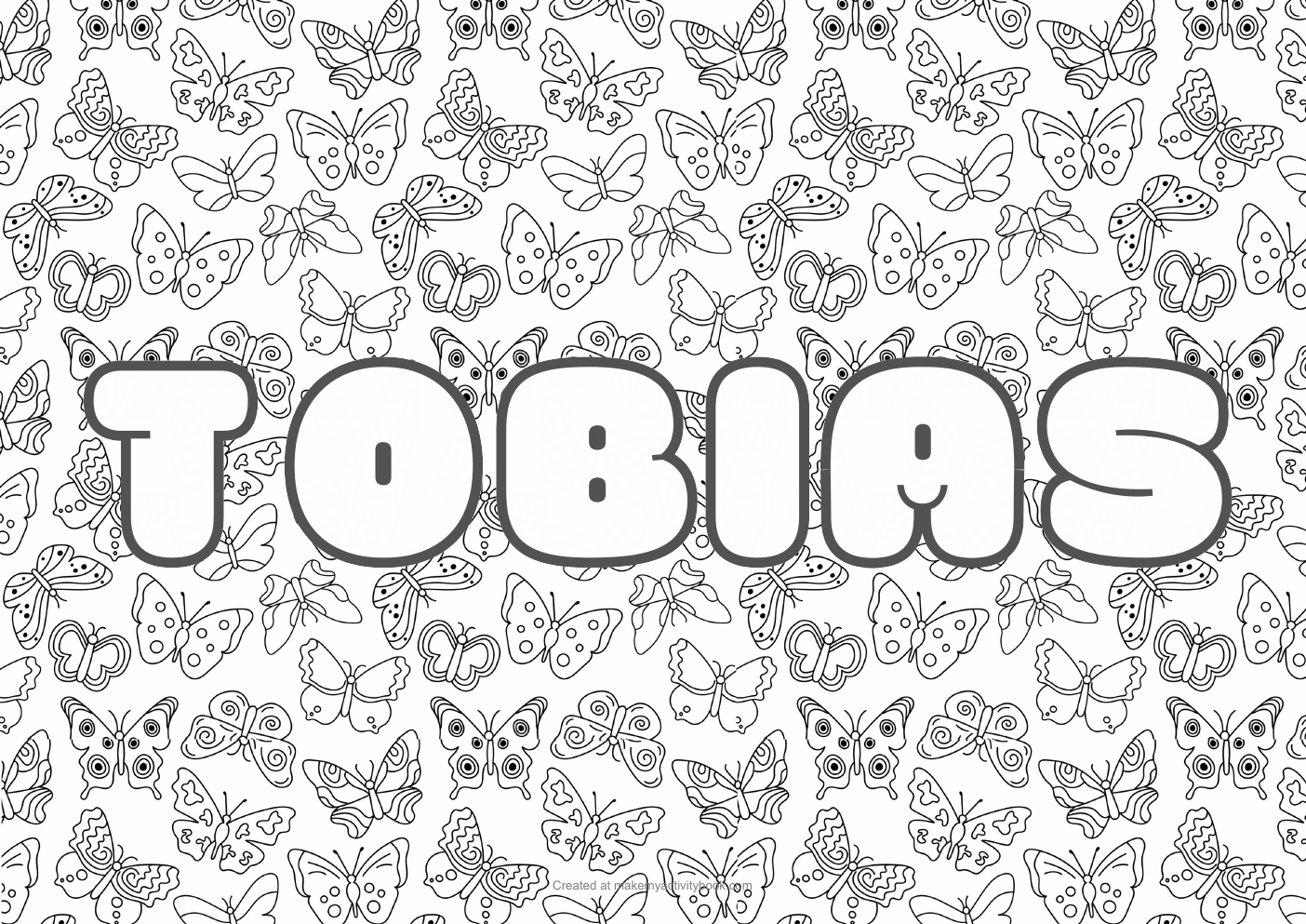 Tobias butterflies colouring sheet