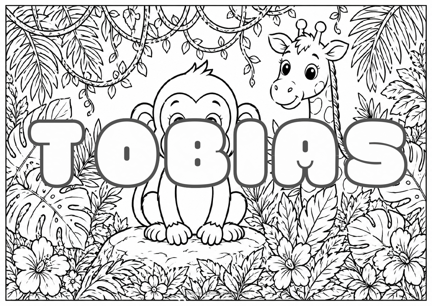 Tobias jungle colouring sheet