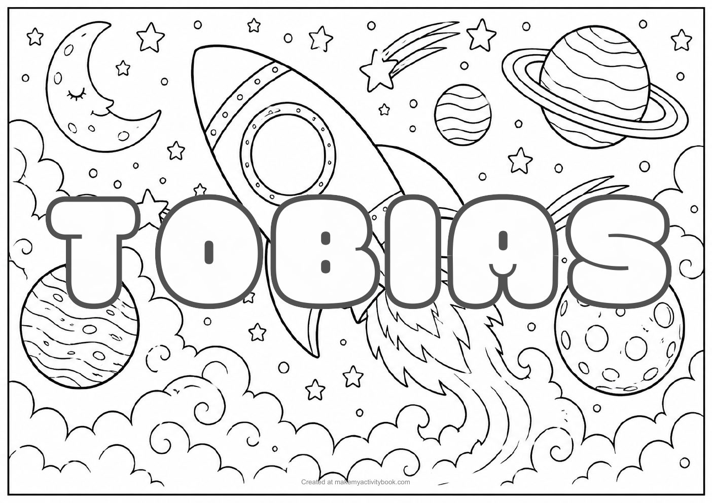 Tobias space colouring sheet