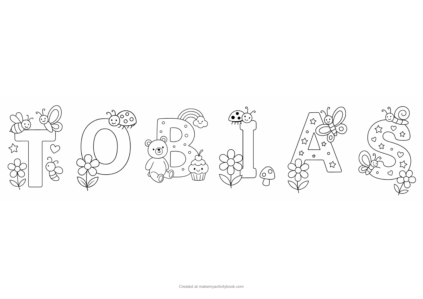 Tobias letters colouring sheet