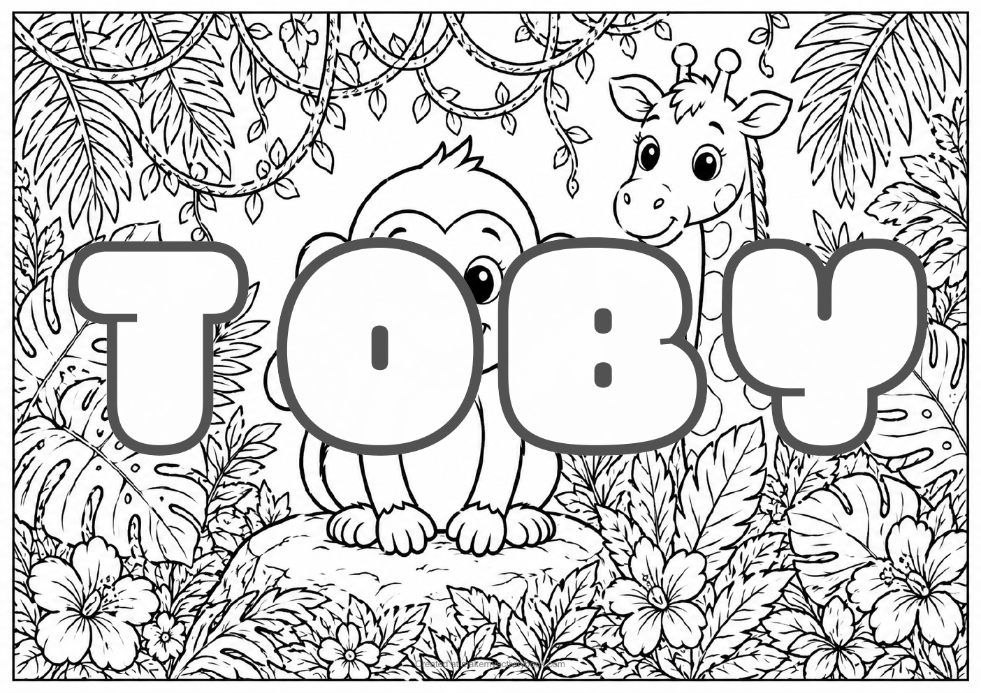 Toby jungle colouring sheet