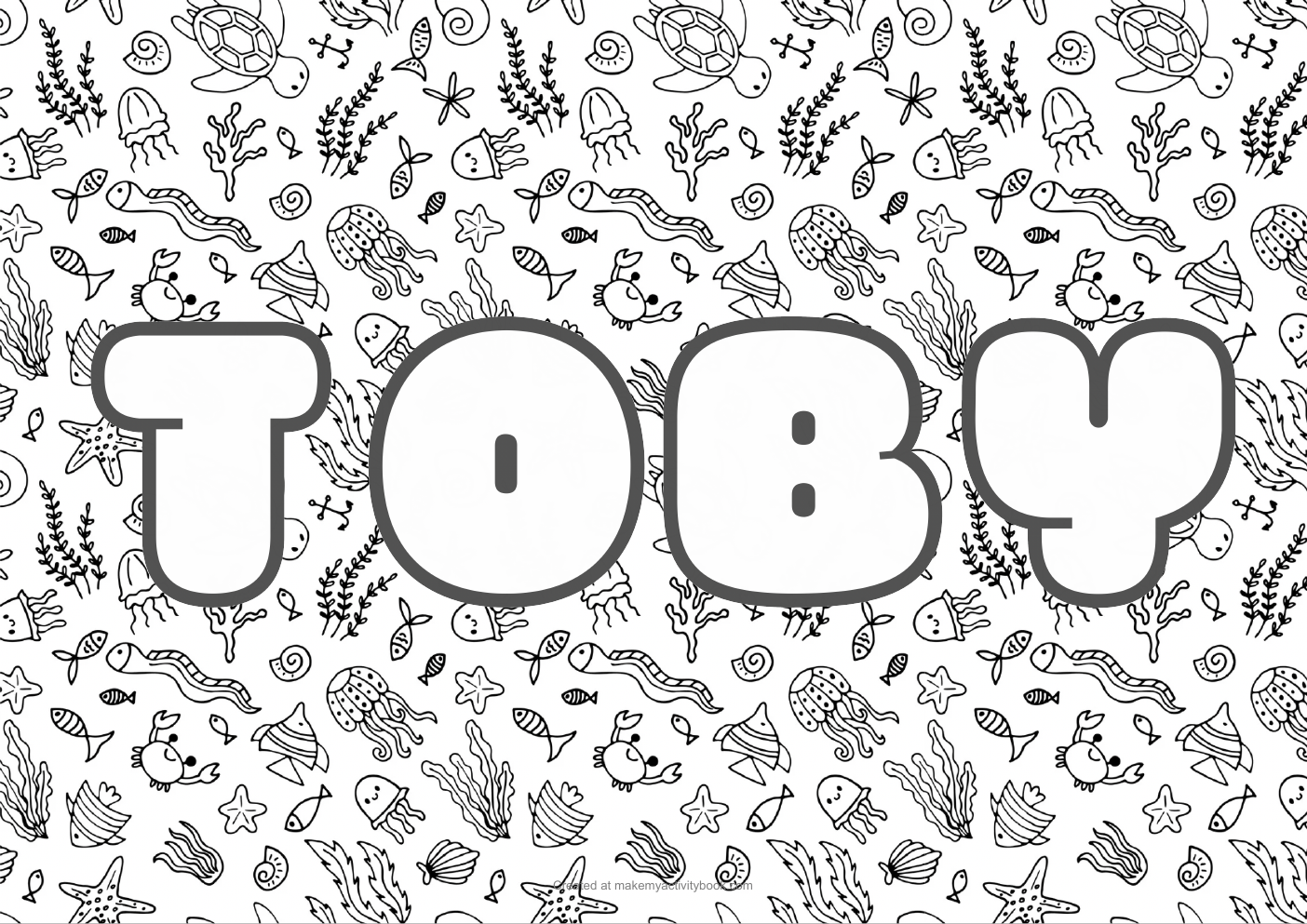 Toby Bubble letters — Sea border colouring sheet