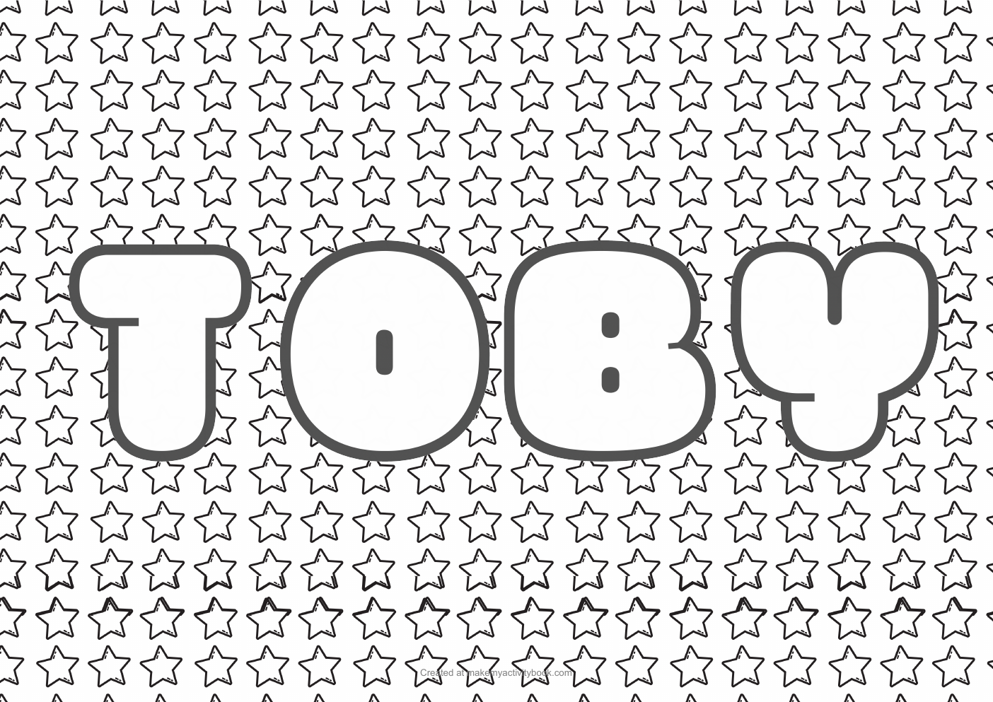 Toby Bubble letters — Stars border colouring sheet