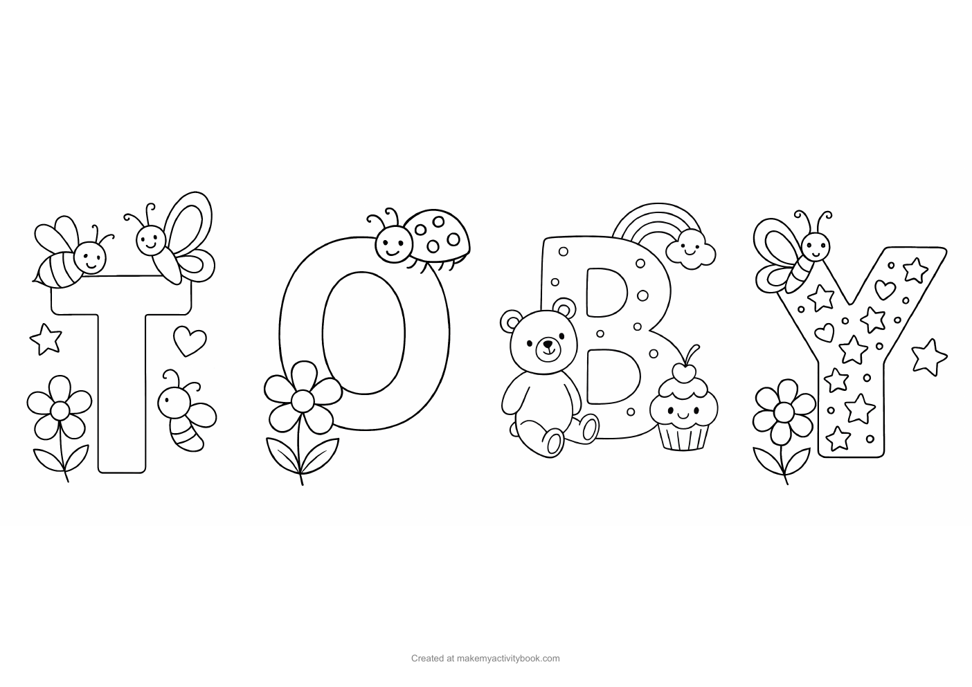Toby Flowers letters colouring sheet