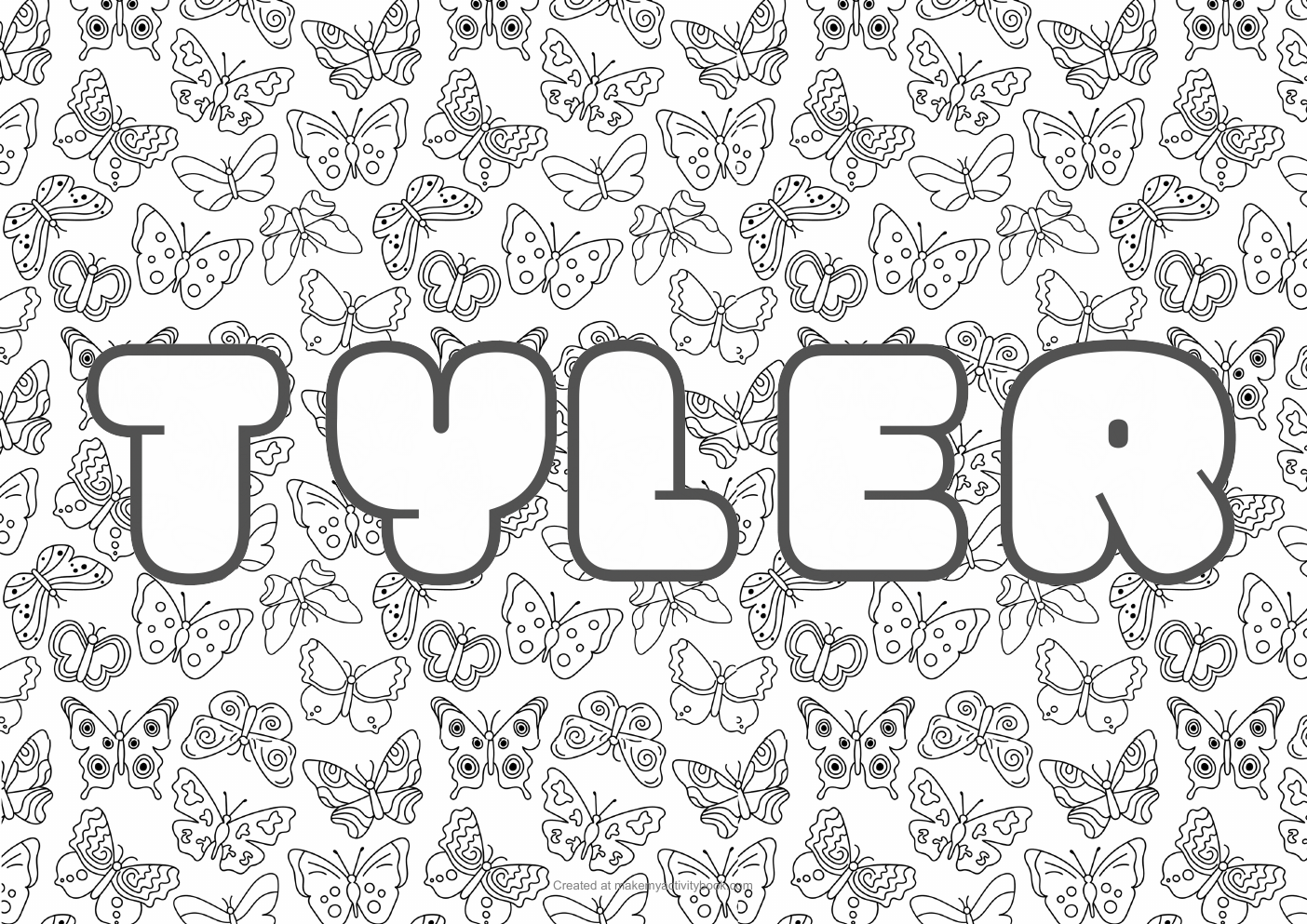 Tyler butterflies colouring sheet