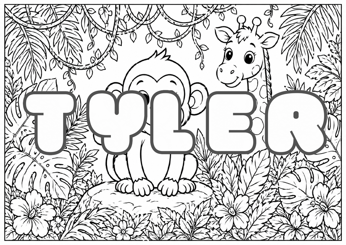 Tyler jungle colouring sheet