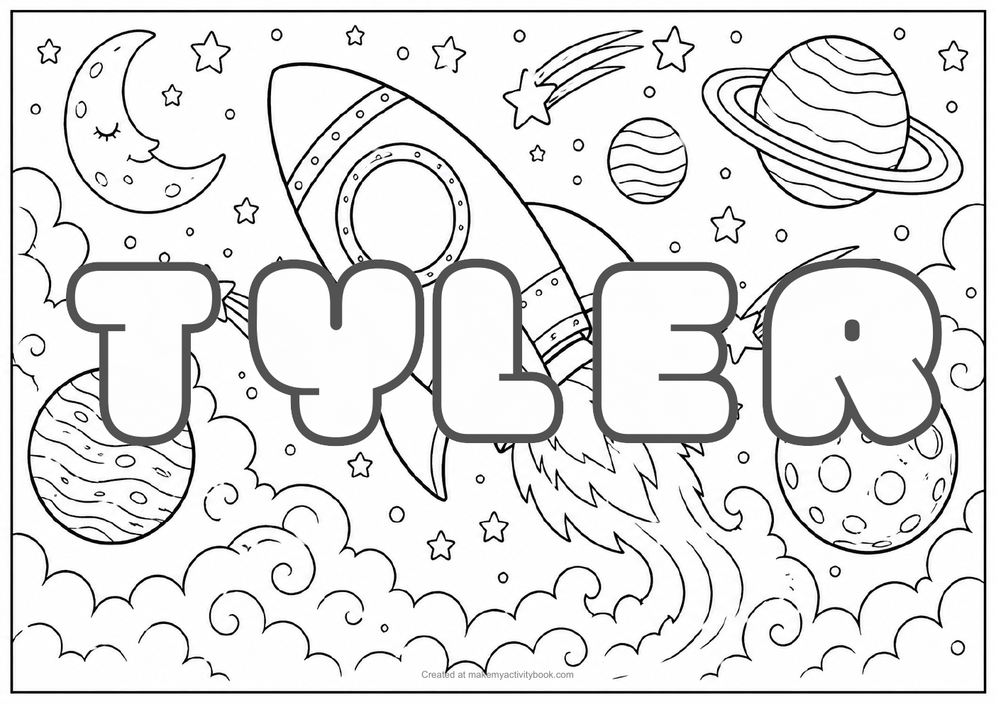 Tyler space colouring sheet